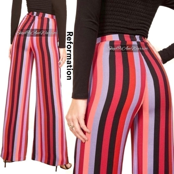 Reformation striped high rise wide leg pants *shop@iamwarrior - Picture 1 of 8